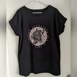 AllSaints T-shirt with Tiger Graphic sz Large Black